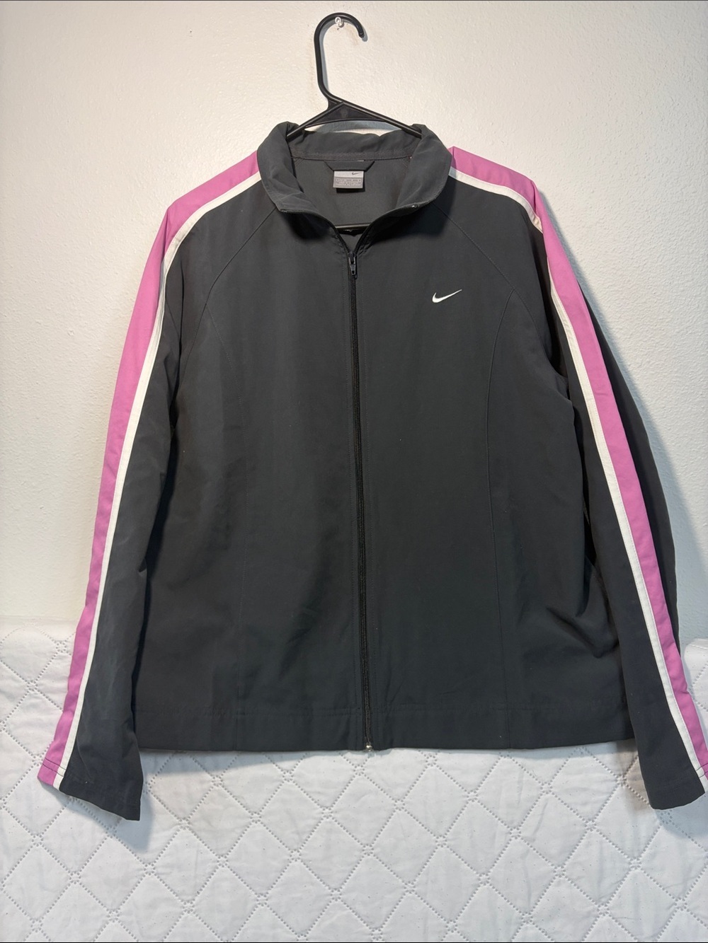Vintage Nike Full Zip Windbreaker Athletic Track set 90s Gray Purple